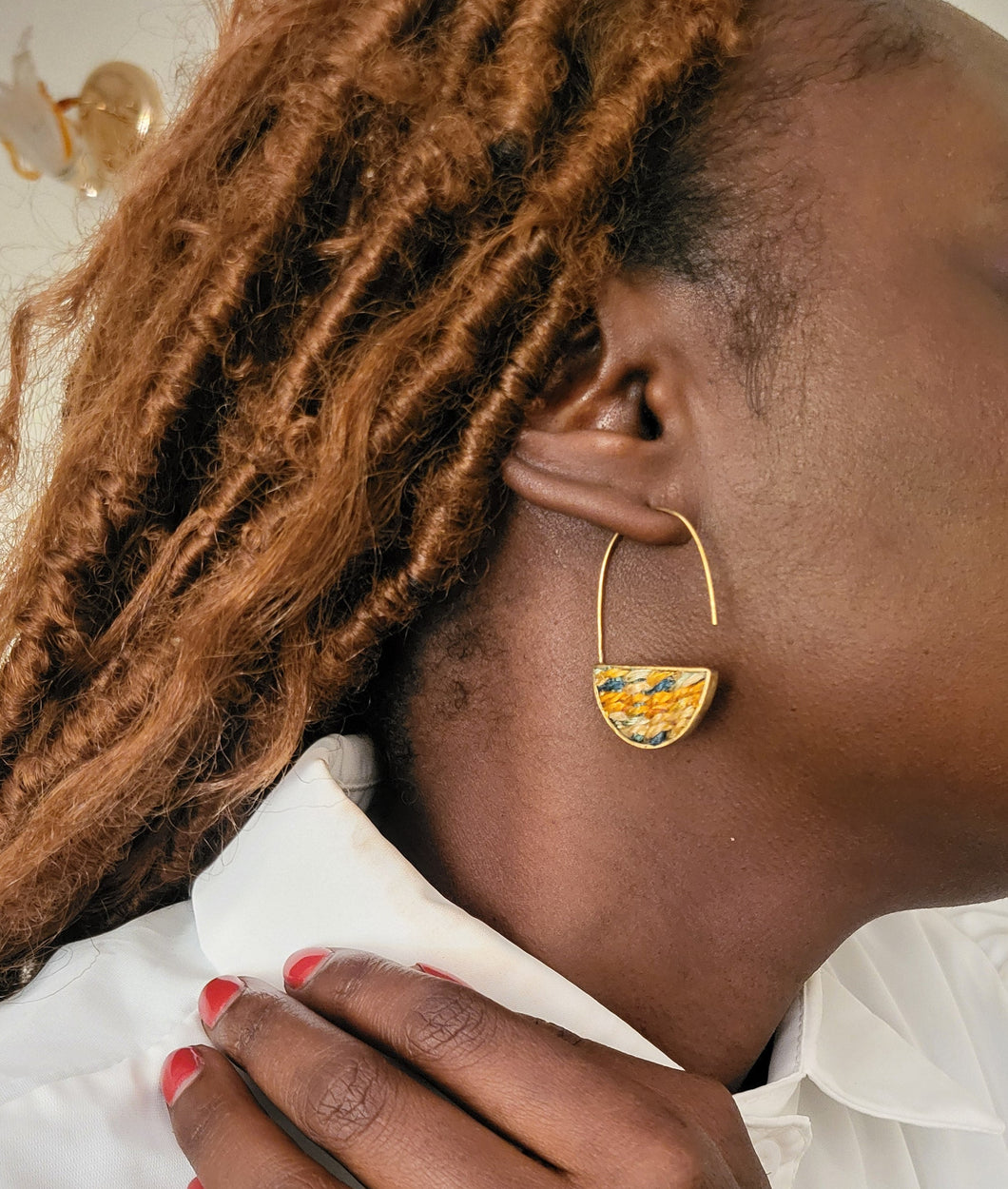 Kendo Earrings - Green + Orange