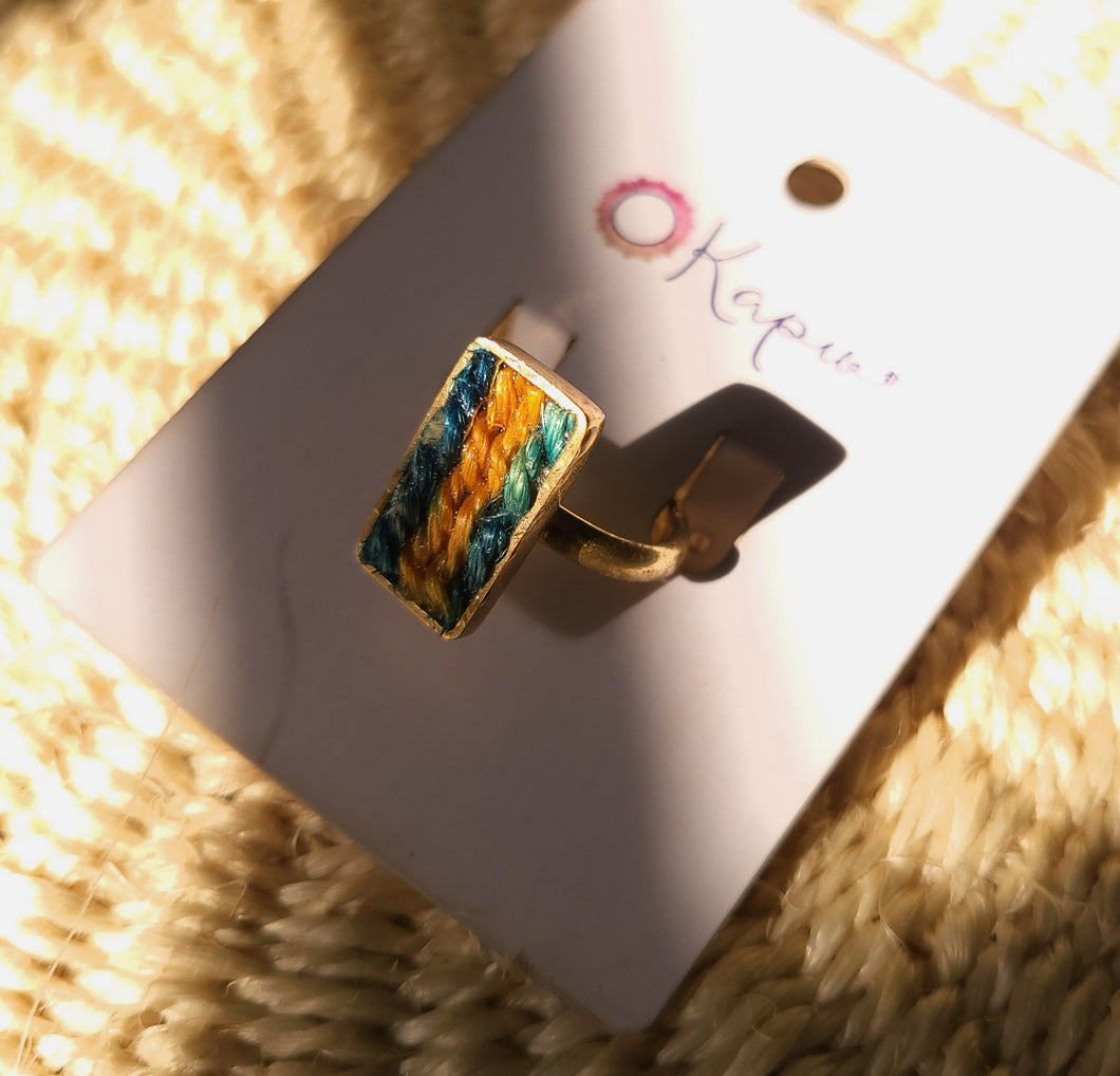 Dhot Ring - Green + Orange